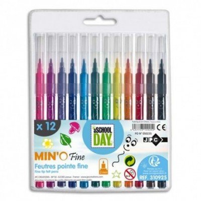 BOITE DE 12 FEUTRES MIN'O POINTES FINES COLORIS ASSORTIS
