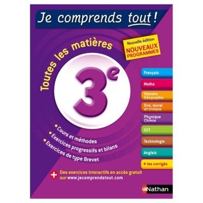 Cahier je comprends tout de NATHAN Tout le programme de l'année de 3ème
