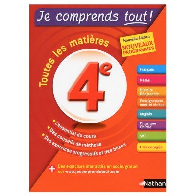 Cahier je comprends tout de NATHAN Tout le programme de l'année de 4ème