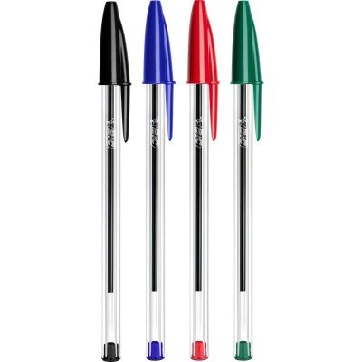 Lot 4 Stylos bille cristal Bic pointe moyenne
